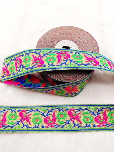 Polyester Jacquard Saree Border, Birds Woven Thread Work Trim, Jacquard Trimming Decorative Trim
